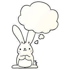 cartoon rabbit and thought bubble in smooth gradient style