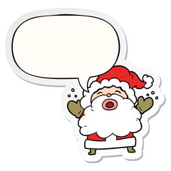 cartoon santa claus shouting in frustration and speech bubble sticker