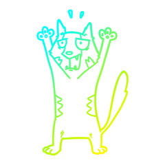 cold gradient line drawing cartoon panicking cat