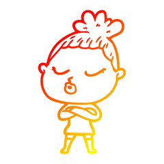 warm gradient line drawing cartoon calm woman