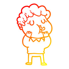 warm gradient line drawing cartoon man singing