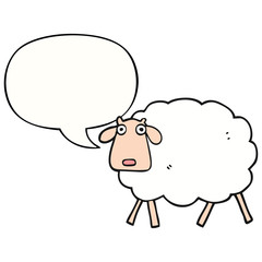 cartoon sheep and speech bubble