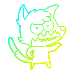cold gradient line drawing cartoon grinning fox