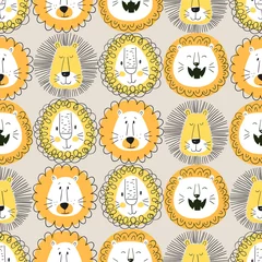 Tapeten Seamless cute cartoon lions pattern. Baby print. © Afanasia