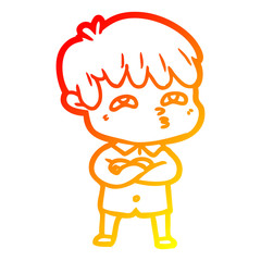 warm gradient line drawing cartoon curious man