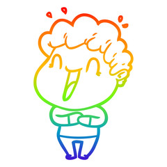 rainbow gradient line drawing cartoon happy man