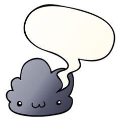 cute cartoon cloud and speech bubble in smooth gradient style