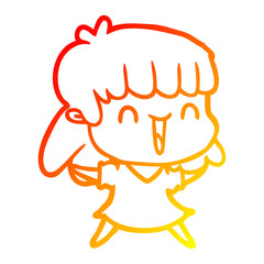 warm gradient line drawing cartoon woman