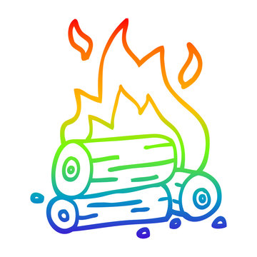 recommend clip art: rainbow gradient line drawing cartoon burning logs