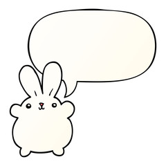 cute cartoon rabbit and speech bubble in smooth gradient style