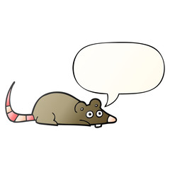 cartoon mouse and speech bubble in smooth gradient style