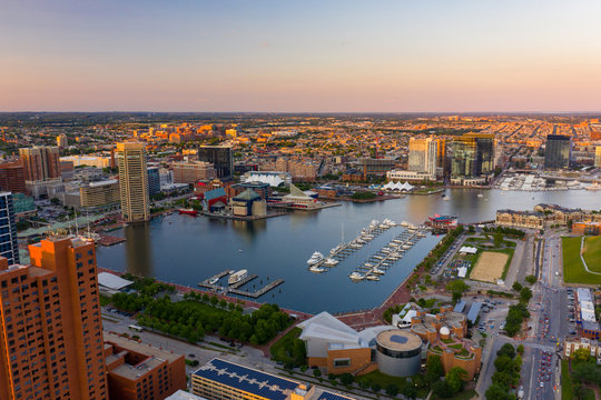 Aerial photo Downtown Baltimore MD USA