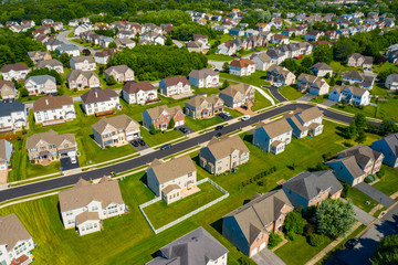 Aerial photo residential upscale homes in Brookside Delaware USA - obrazy, fototapety, plakaty