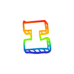 rainbow gradient line drawing cartoon letter i