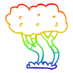 rainbow gradient line drawing cartoon tree