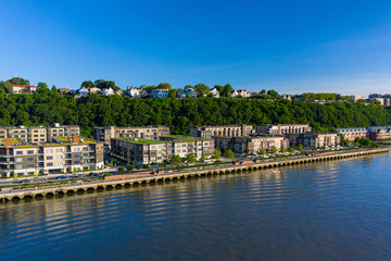Fototapeta na wymiar Aerial photo Henley on Hudson condominium apartments New Jersey