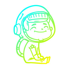 cold gradient line drawing happy cartoon astronaut