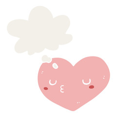 cartoon love heart and thought bubble in retro style