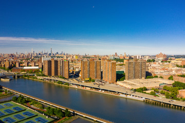 Aerial shot of the Harlem River NY - obrazy, fototapety, plakaty