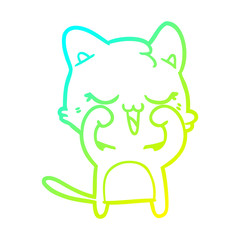 cold gradient line drawing cartoon cat