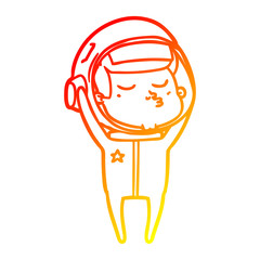 warm gradient line drawing cartoon confident astronaut