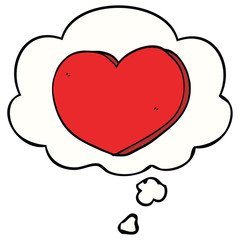 cartoon love heart and thought bubble
