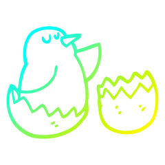cold gradient line drawing cartoon hatching bird