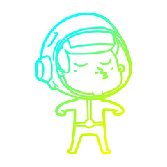 cold gradient line drawing cartoon confident astronaut