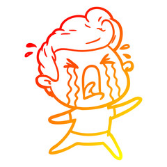 warm gradient line drawing cartoon crying man