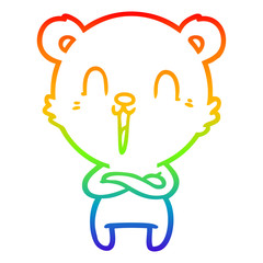 rainbow gradient line drawing happy cartoon bear