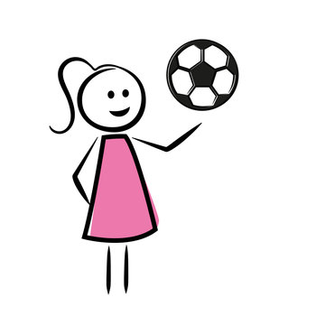 weibliches Strichm&auml;nnchen mit Fu&szlig;ball