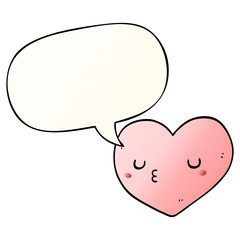 cartoon love heart and speech bubble in smooth gradient style