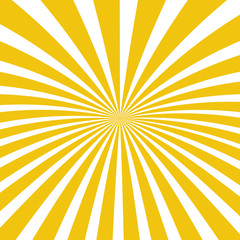 Sun rays background. Sun rays in spiral design. Sun rays yellow color. Vector