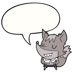 cartoon halloween werewolf and speech bubble