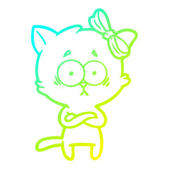 cold gradient line drawing cartoon cat