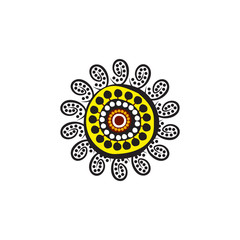 Aboriginal art dots painting icon logo design vector template
