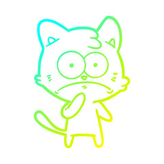 cold gradient line drawing cartoon nervous cat