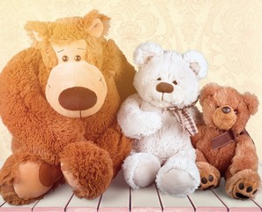 Cute Teddy bears on white background