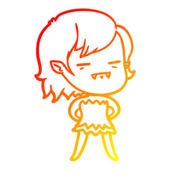 warm gradient line drawing cartoon undead vampire girl