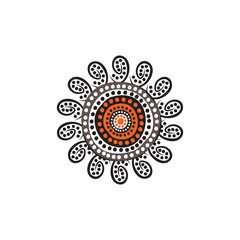 Aboriginal art dots painting icon logo design vector template