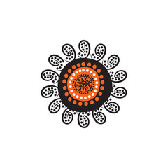 Aboriginal art dots painting icon logo design vector template