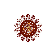 Aboriginal art dots painting icon logo design vector template