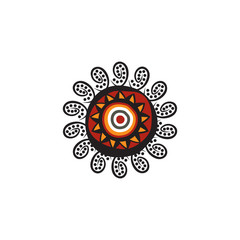Aboriginal art dots painting icon logo design vector template