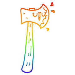 rainbow gradient line drawing cartoon axe