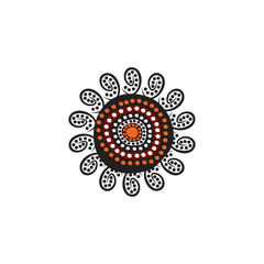 Aboriginal art dots painting icon logo design vector template