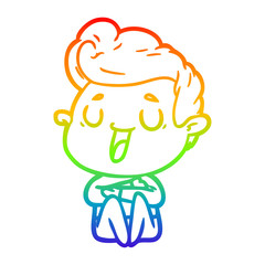 rainbow gradient line drawing happy cartoon man