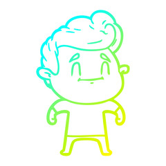 Fototapeta premium cold gradient line drawing happy cartoon man