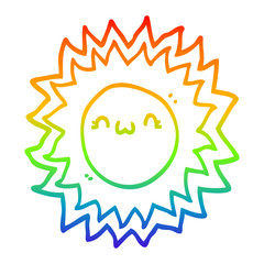 rainbow gradient line drawing cartoon sun