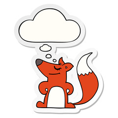 cartoon fox and thought bubble as a printed sticker