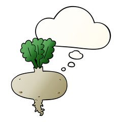 cartoon beetroot and thought bubble in smooth gradient style